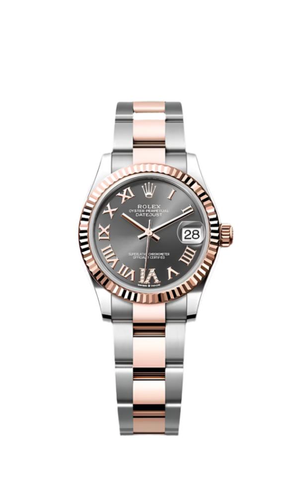 Datejust 31 Everose Gold Two-Tone Slate Roman Diamond Luxury Watch