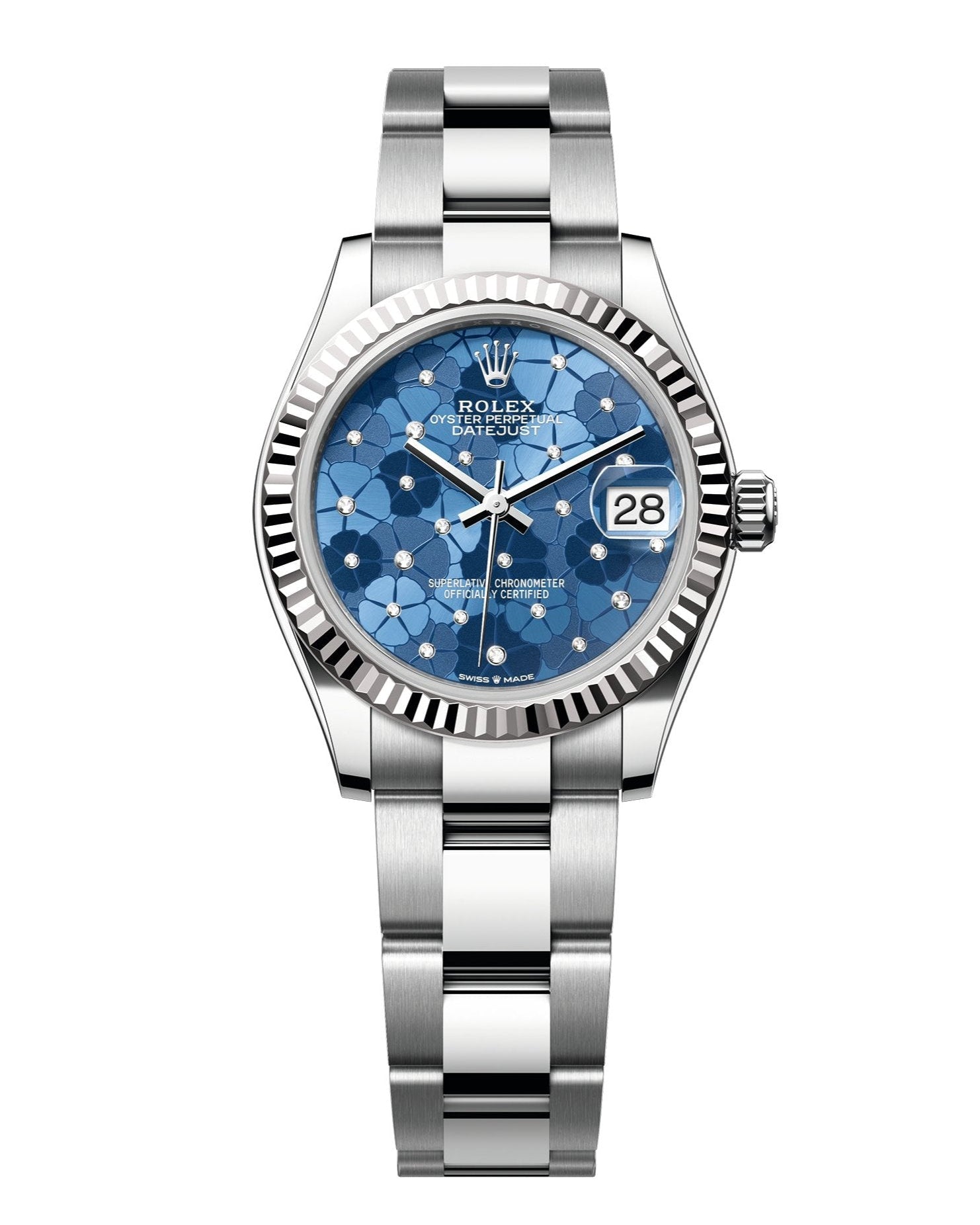 Datejust 31 Azzurro Blue Floral-Motif Diamond Luxury Watch