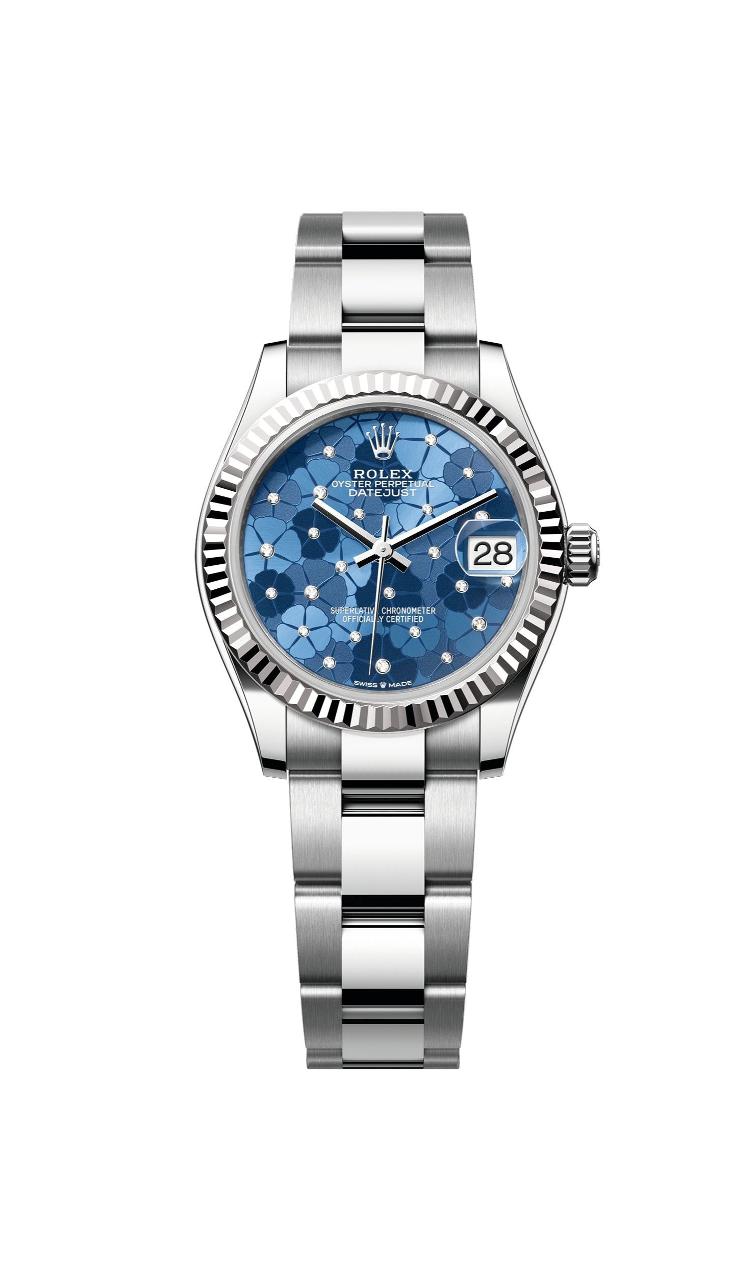 Datejust 31 Azzurro Blue Floral-Motif Diamond Luxury Watch