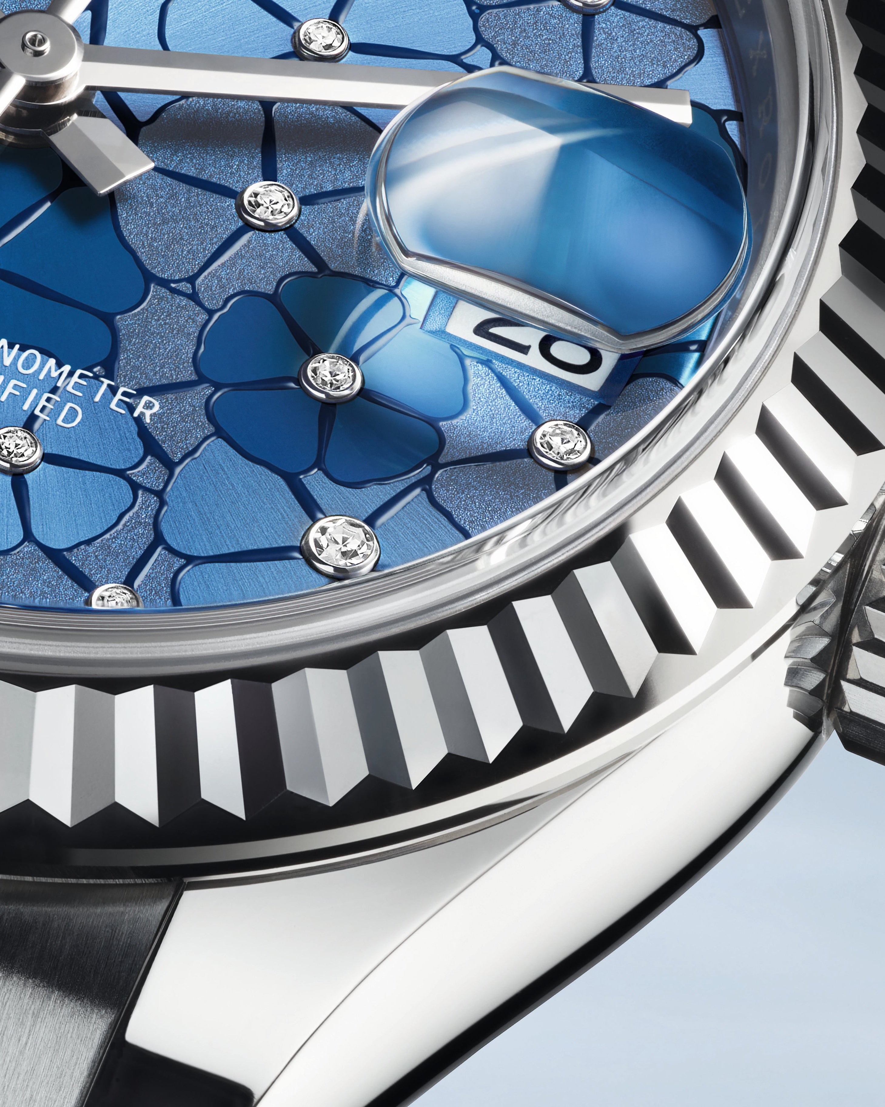 Datejust 31 Azzurro Blue Floral-Motif Diamond Luxury Watch