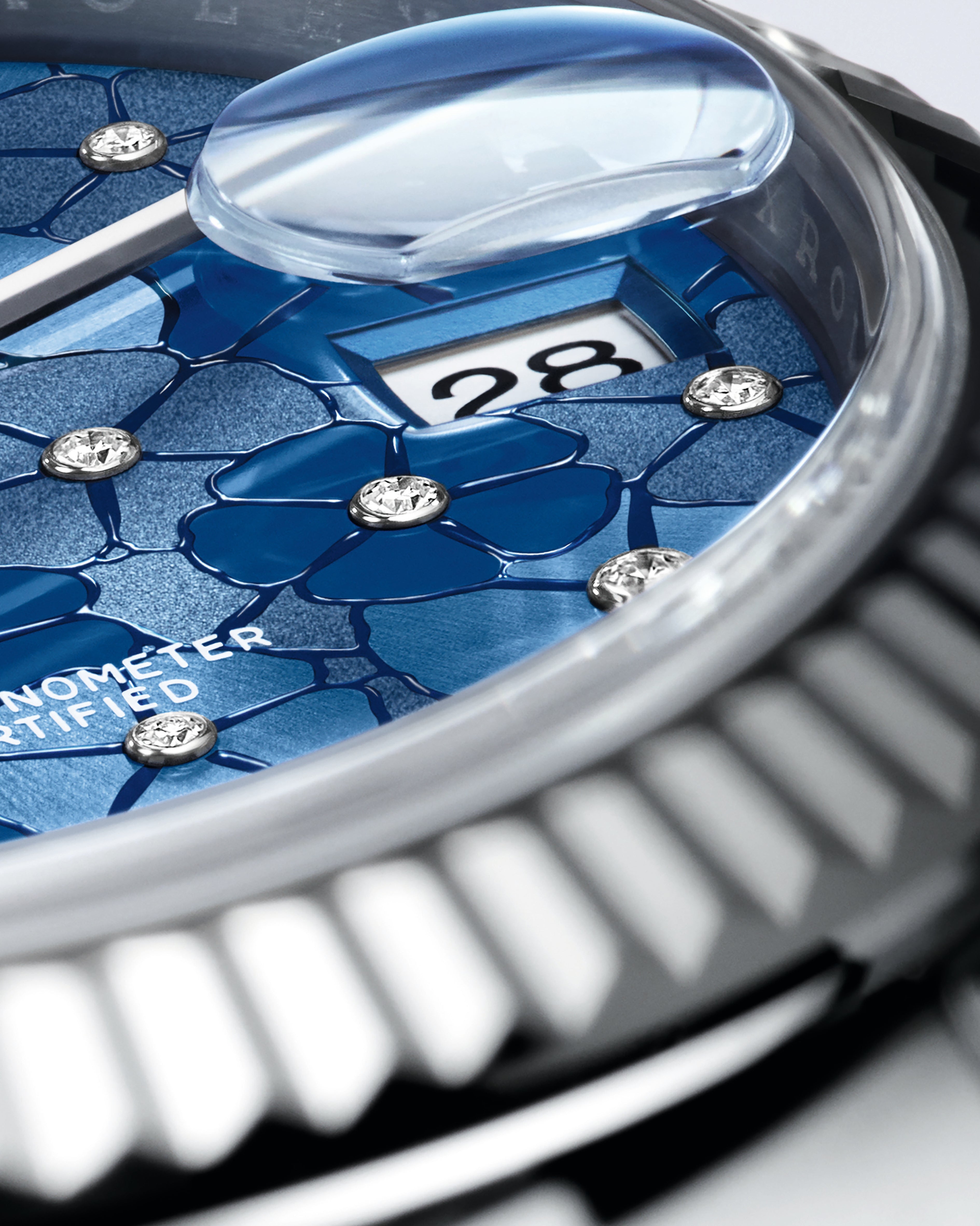 Datejust 31 Azzurro Blue Floral-Motif Diamond Luxury Watch