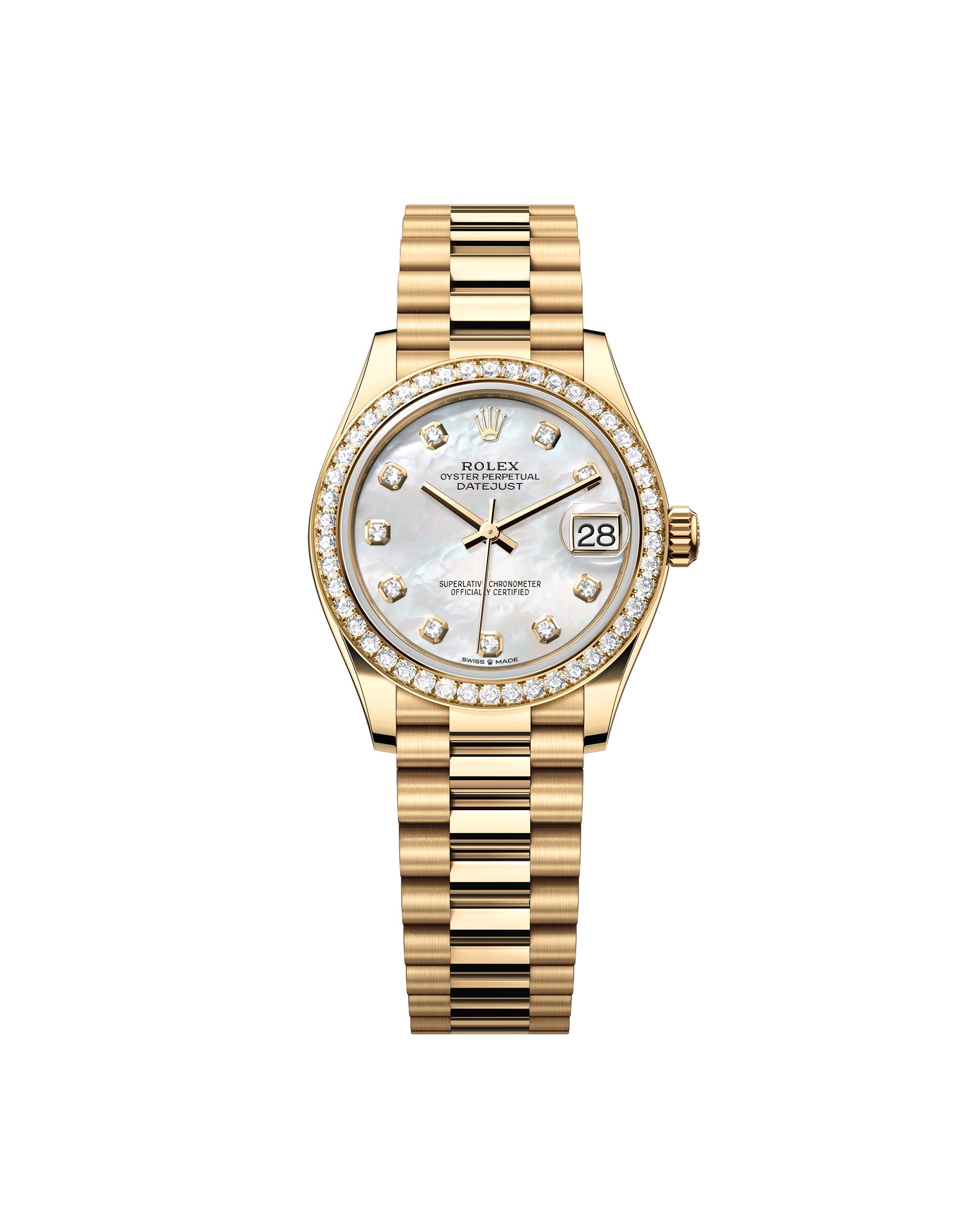 Datejust 31 Yellow Gold Mother of Pearl Diamond Luxury Watch