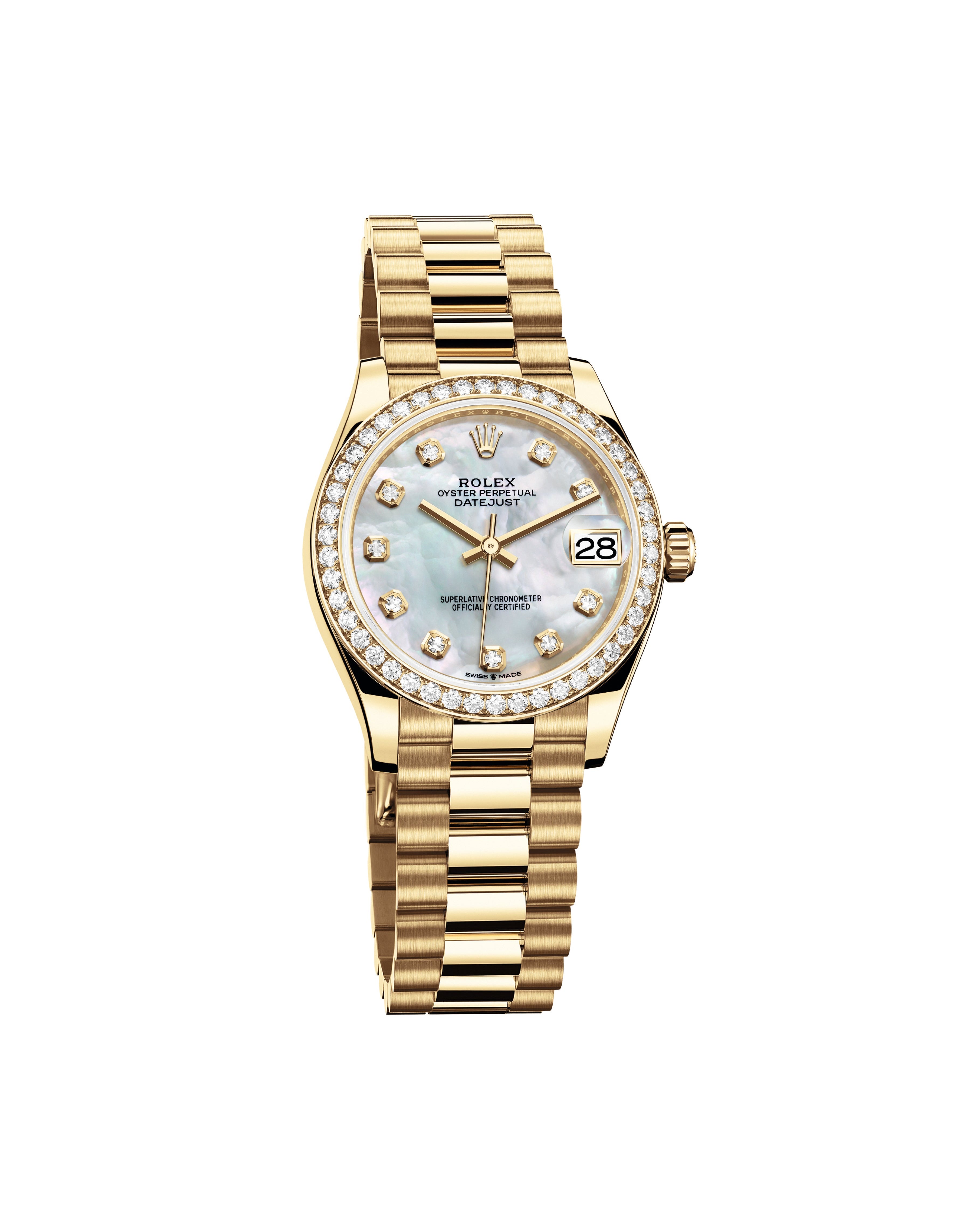 Datejust 31 Yellow Gold Mother of Pearl Diamond Luxury Watch