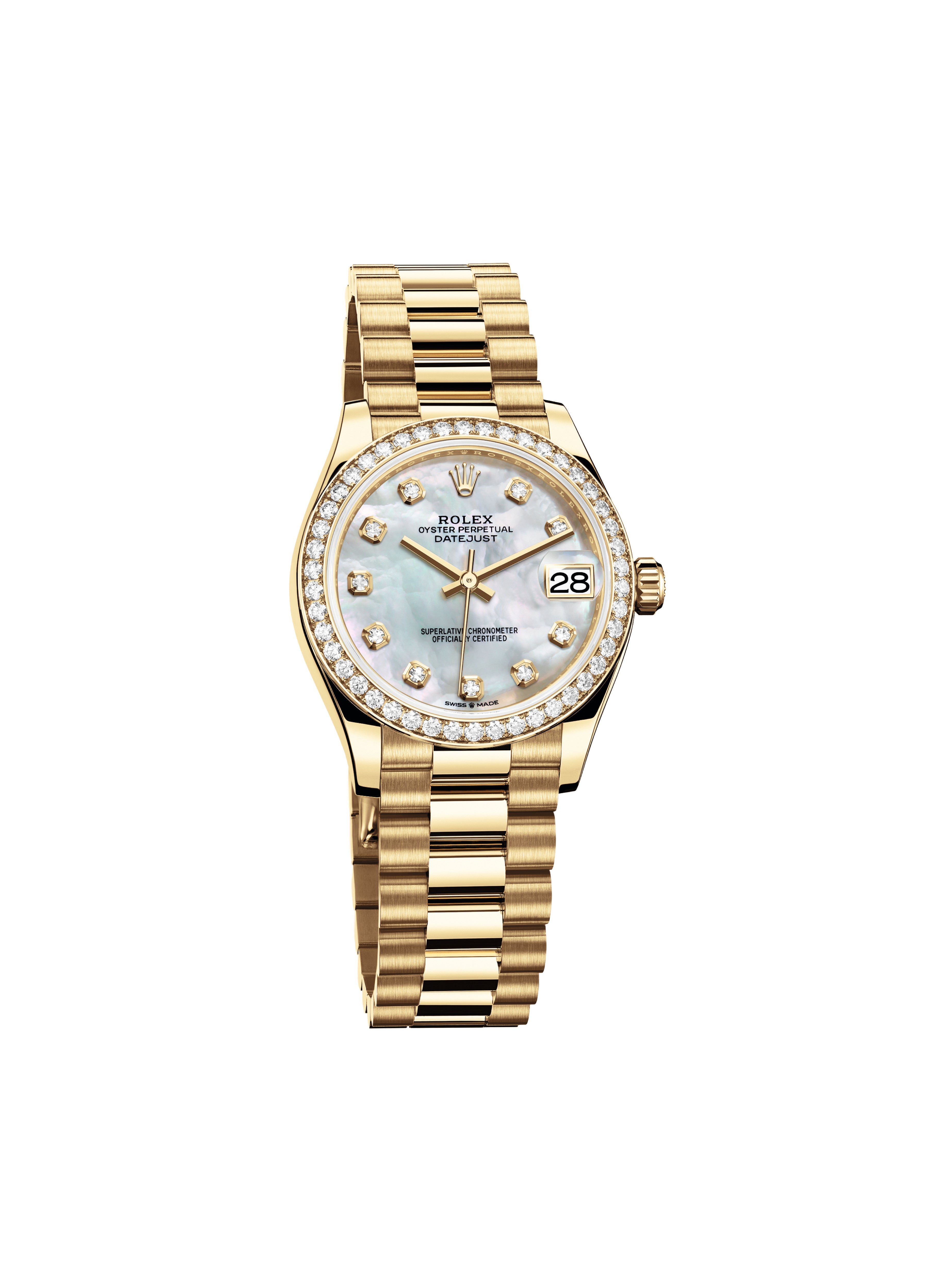 Datejust 31 Yellow Gold Mother of Pearl Diamond Luxury Watch