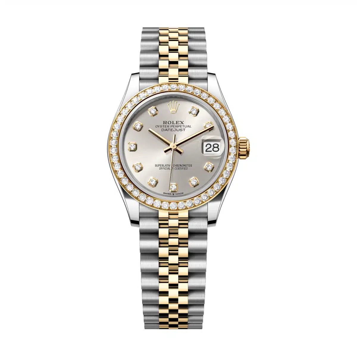 Datejust 31 Yellow Gold Two-Tone Silver Diamond Luxury Watch
