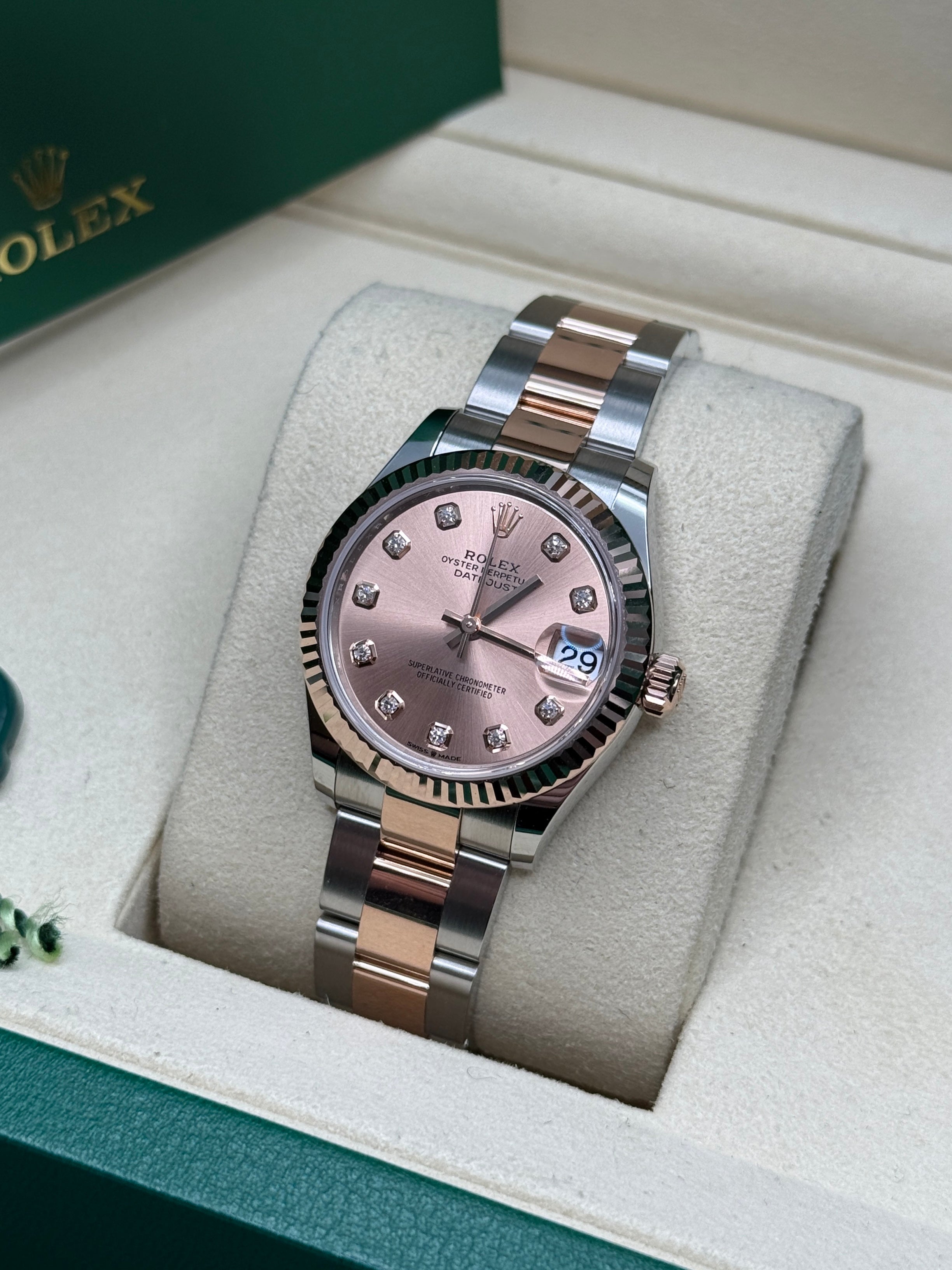 Datejust 31 Everose Gold Two-Tone Rose-Colour Diamond Luxury Watch