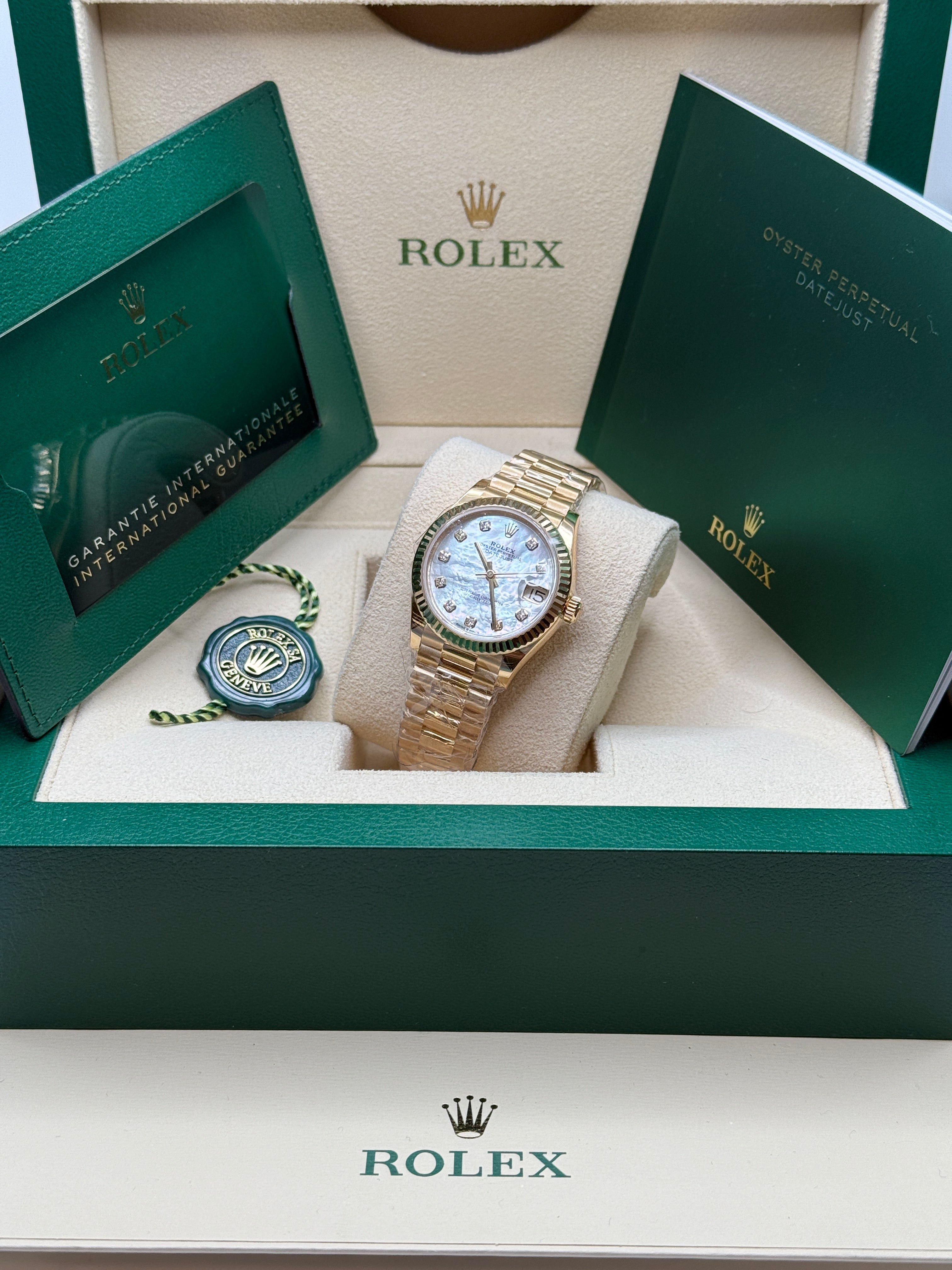 Datejust 31 Yellow Gold Mother of Pearl Diamond Luxury Watch