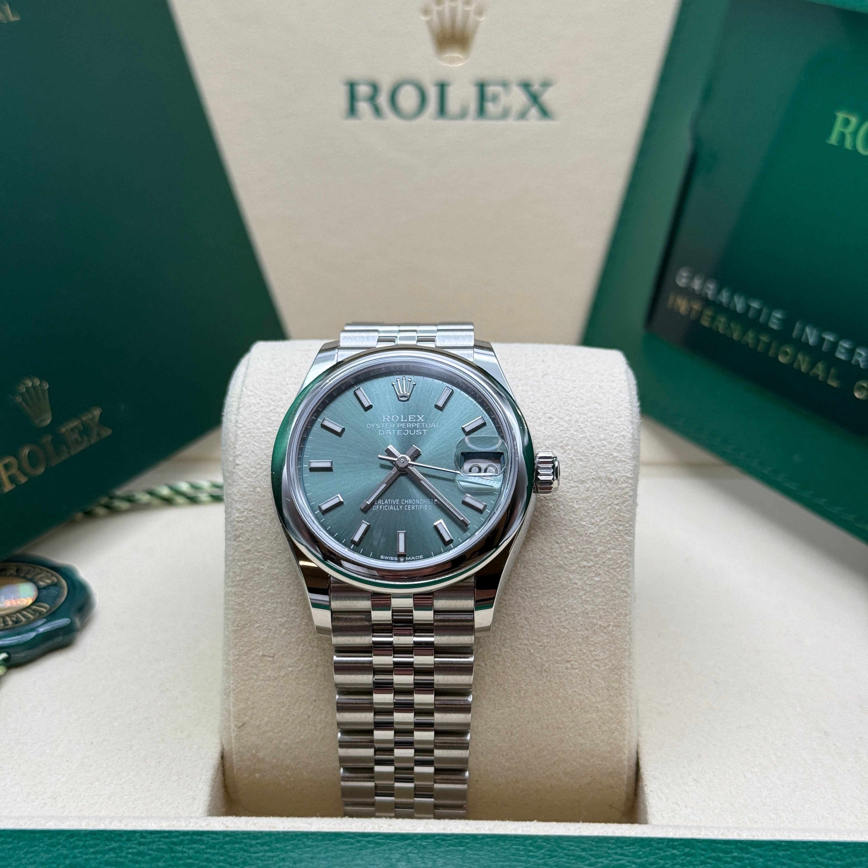 Datejust 31 Mint Green Index Luxury Watch