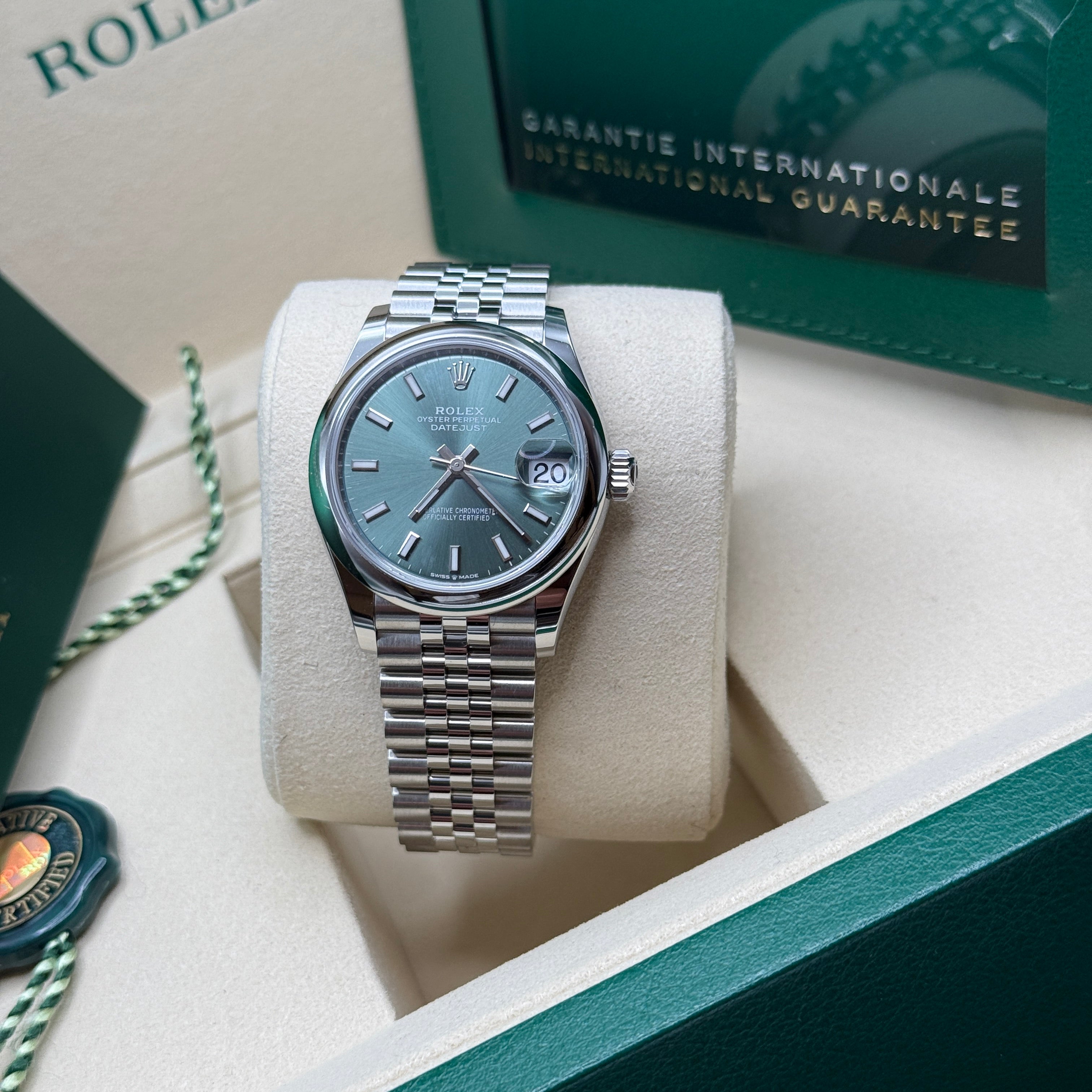 Datejust 31 Mint Green Index Luxury Watch