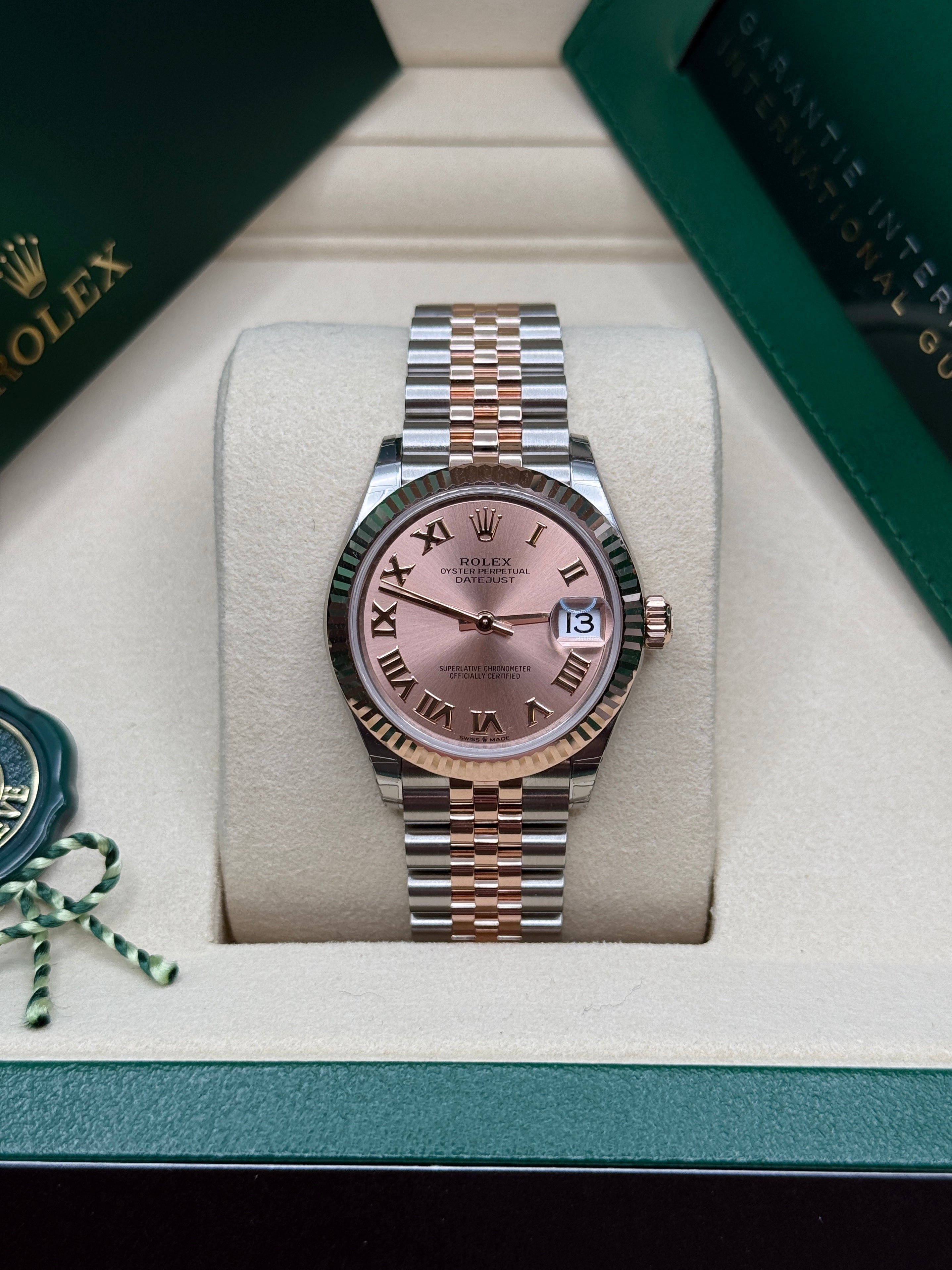 Datejust 31 Everose Gold Two-Tone Rose-Colour Roman Luxury Watch