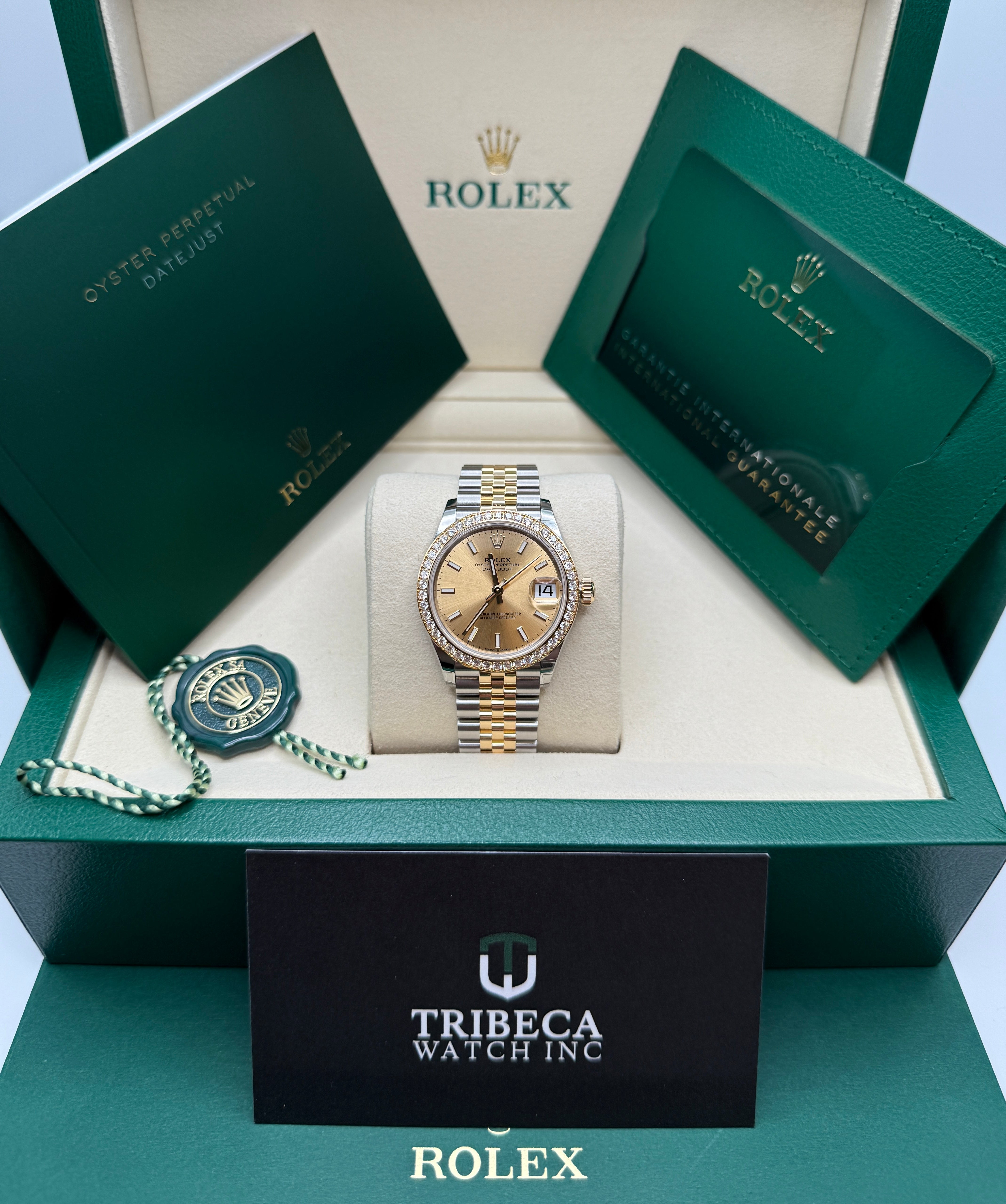 Datejust 31 Yellow Gold Two-Tone Champagne Index Luxury Watch