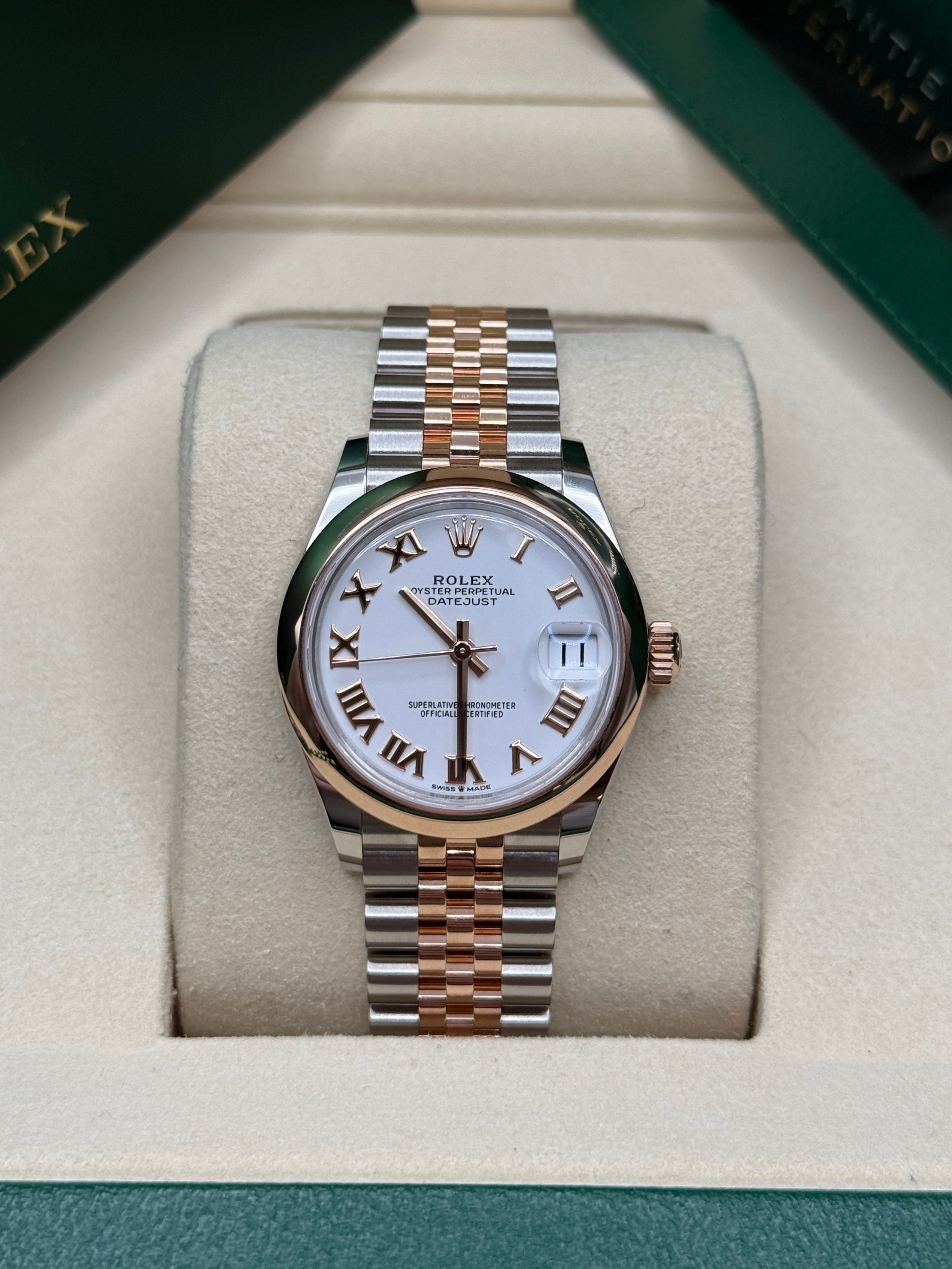Datejust 31 Everose Gold Two-Tone White Roman Luxury Watch