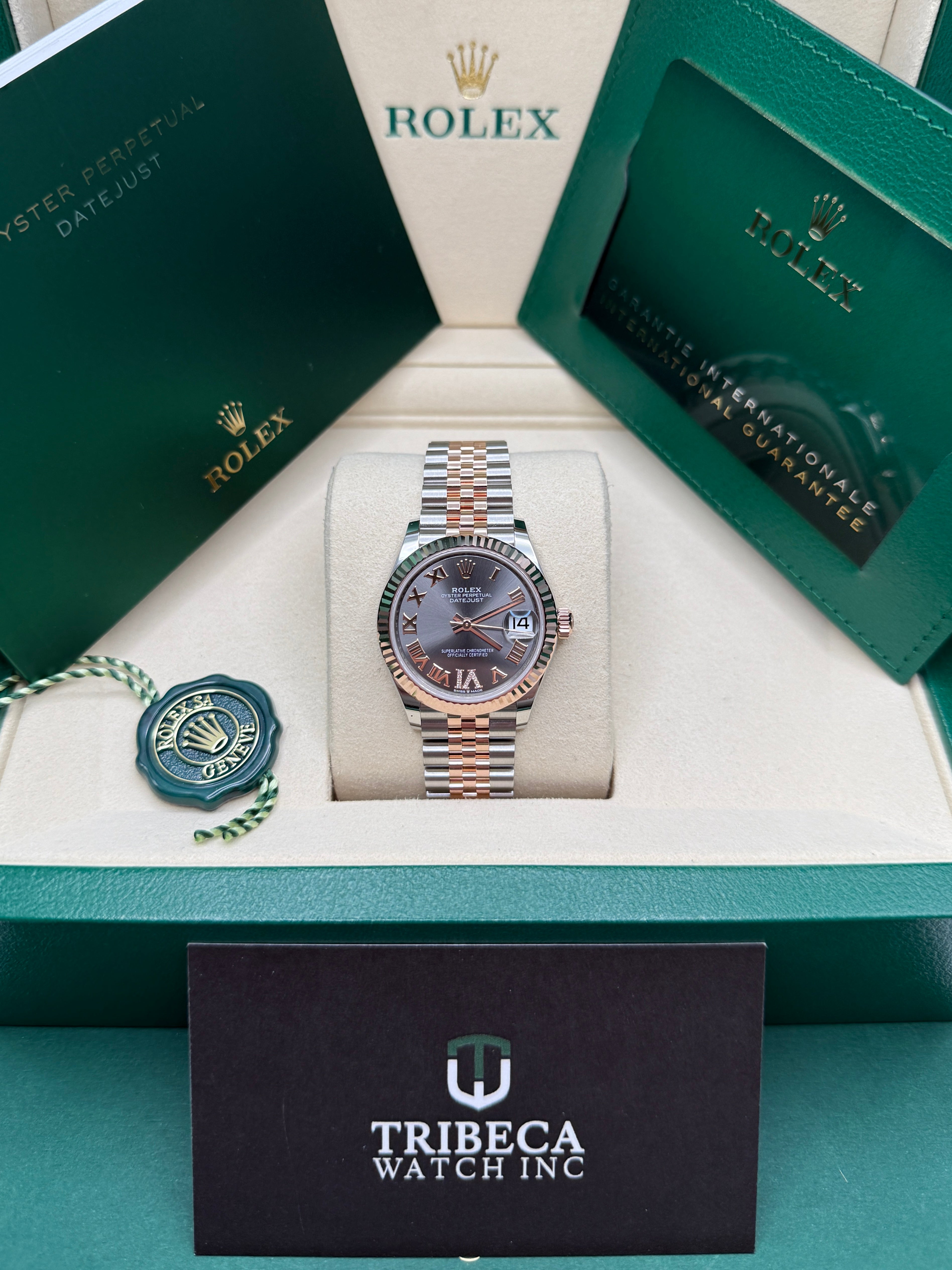 Datejust 31 Everose Gold Two-Tone Slate Roman Diamond Luxury Watch