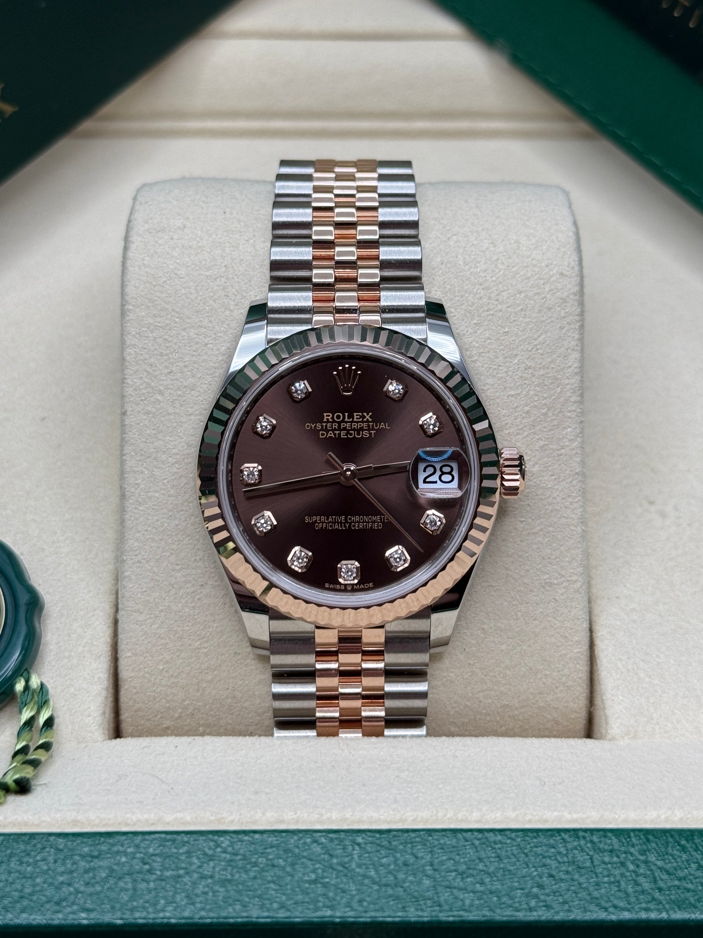 Datejust 31 Everose Gold Two-Tone Chocolate Diamond Luxury Watch