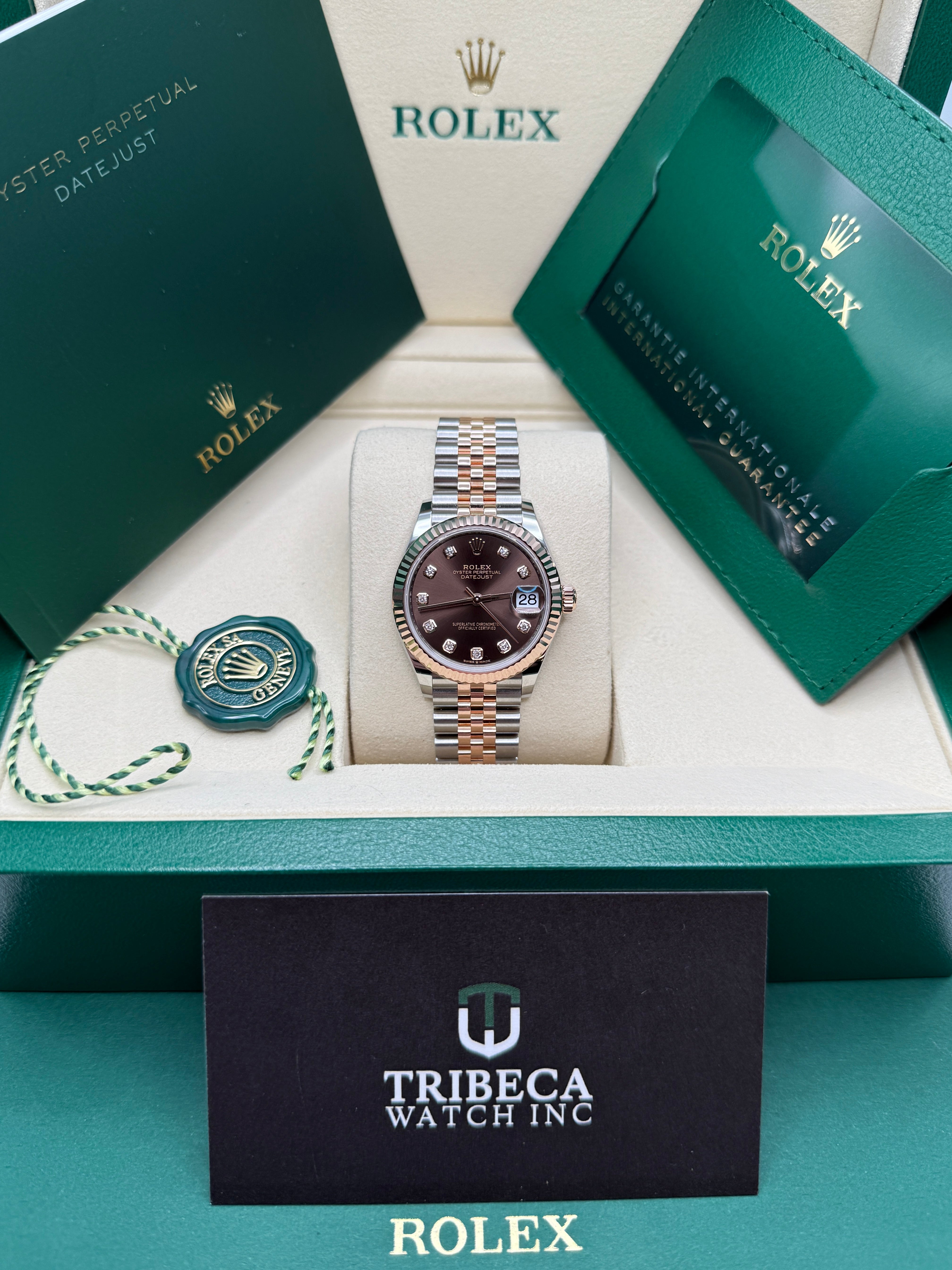 Datejust 31 Everose Gold Two-Tone Chocolate Diamond Luxury Watch