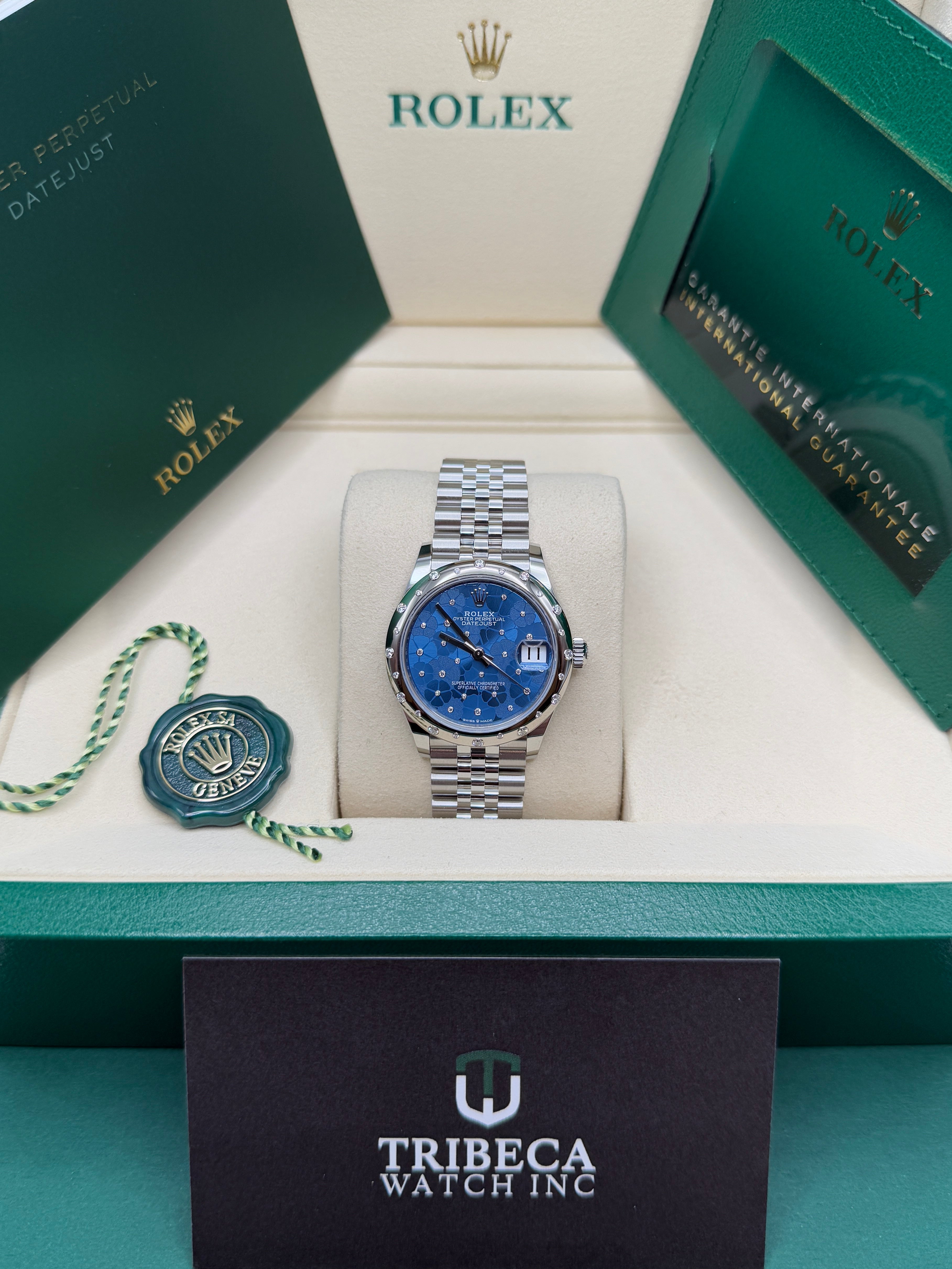 Datejust 31 Azzurro Blue Floral-Motif Diamond Luxury Watch