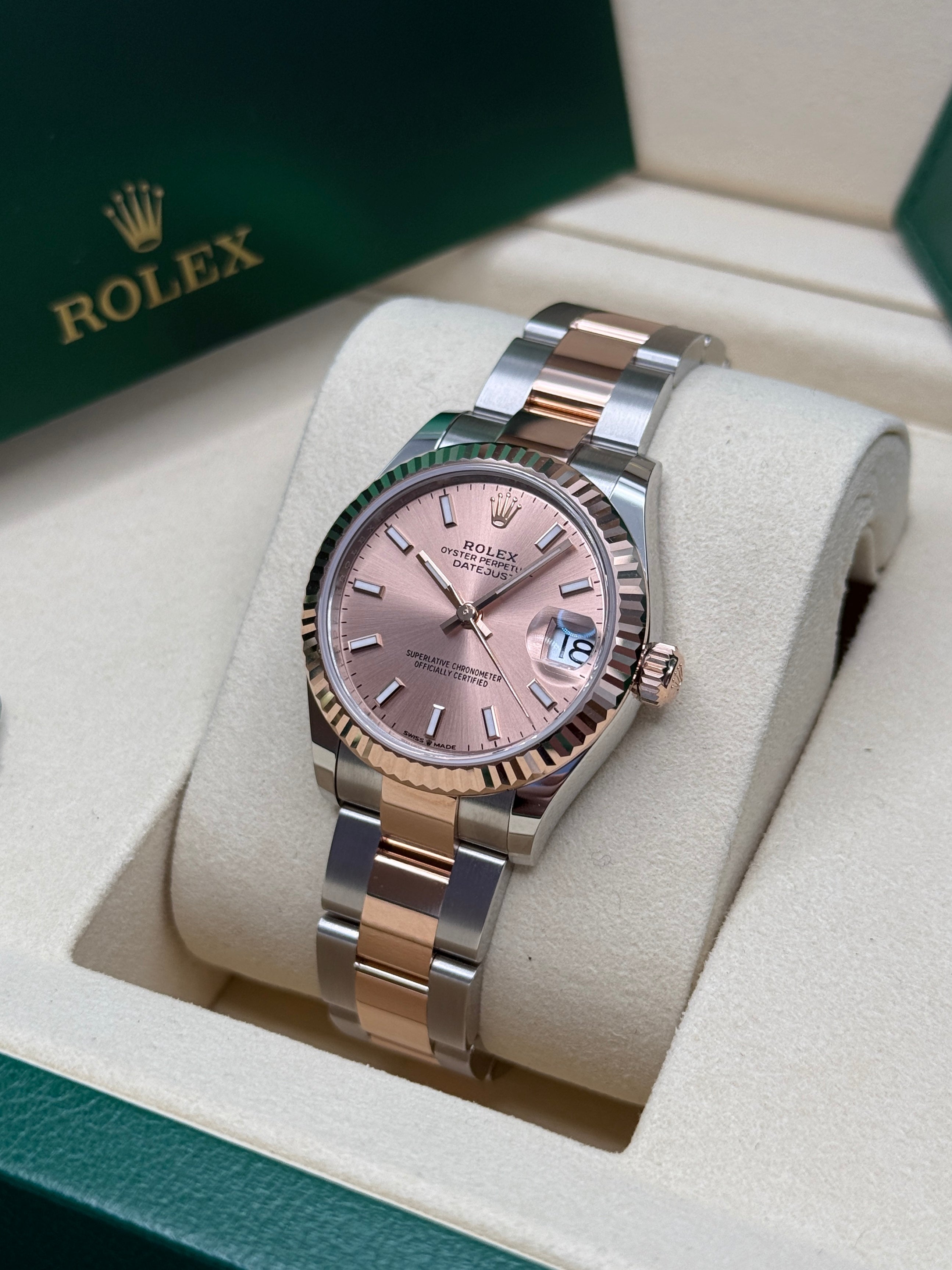 Datejust 31 Everose Gold Two-Tone Rose-Colour Index Luxury Watch