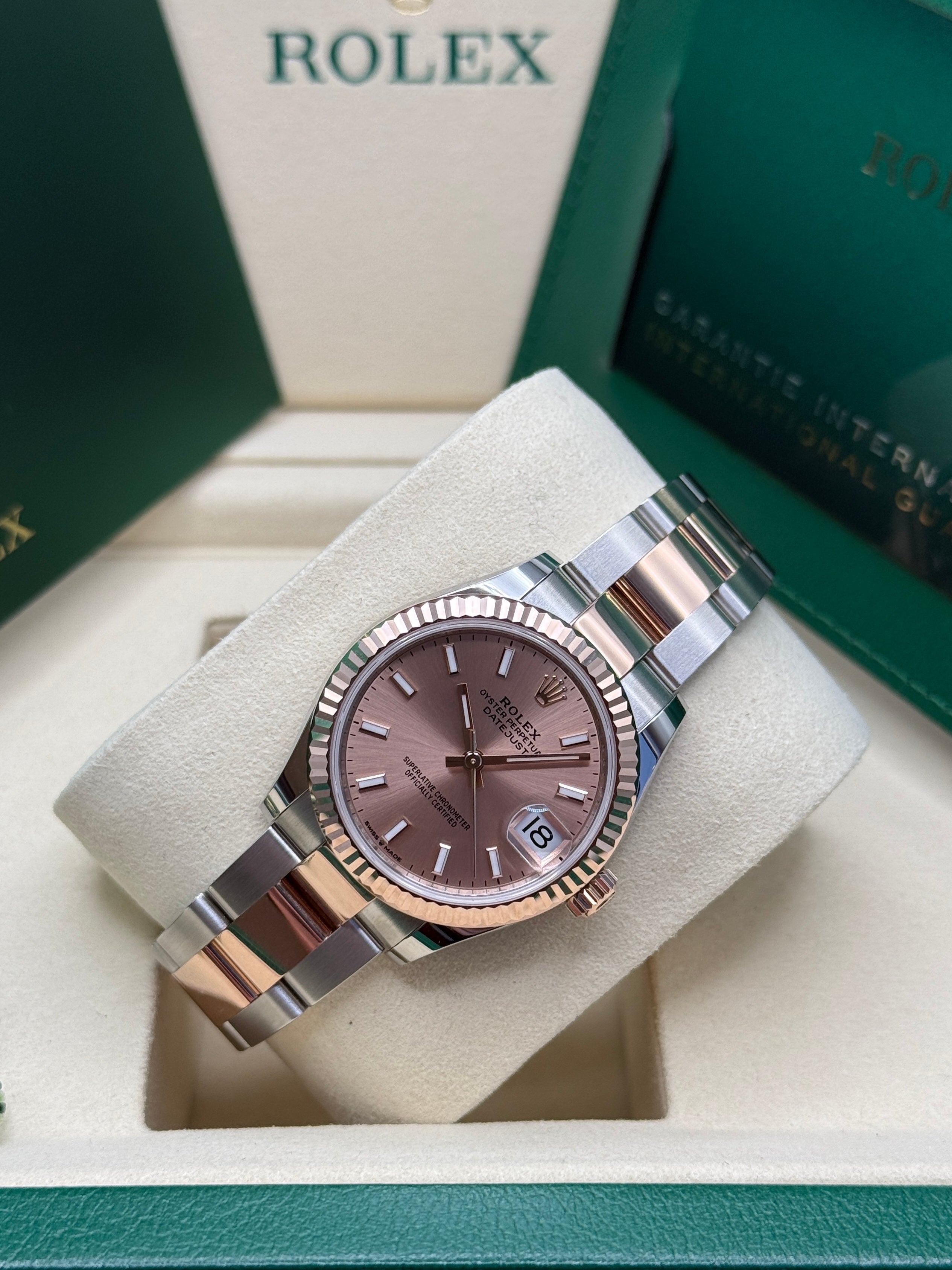 Datejust 31 Everose Gold Two-Tone Rose-Colour Index Luxury Watch