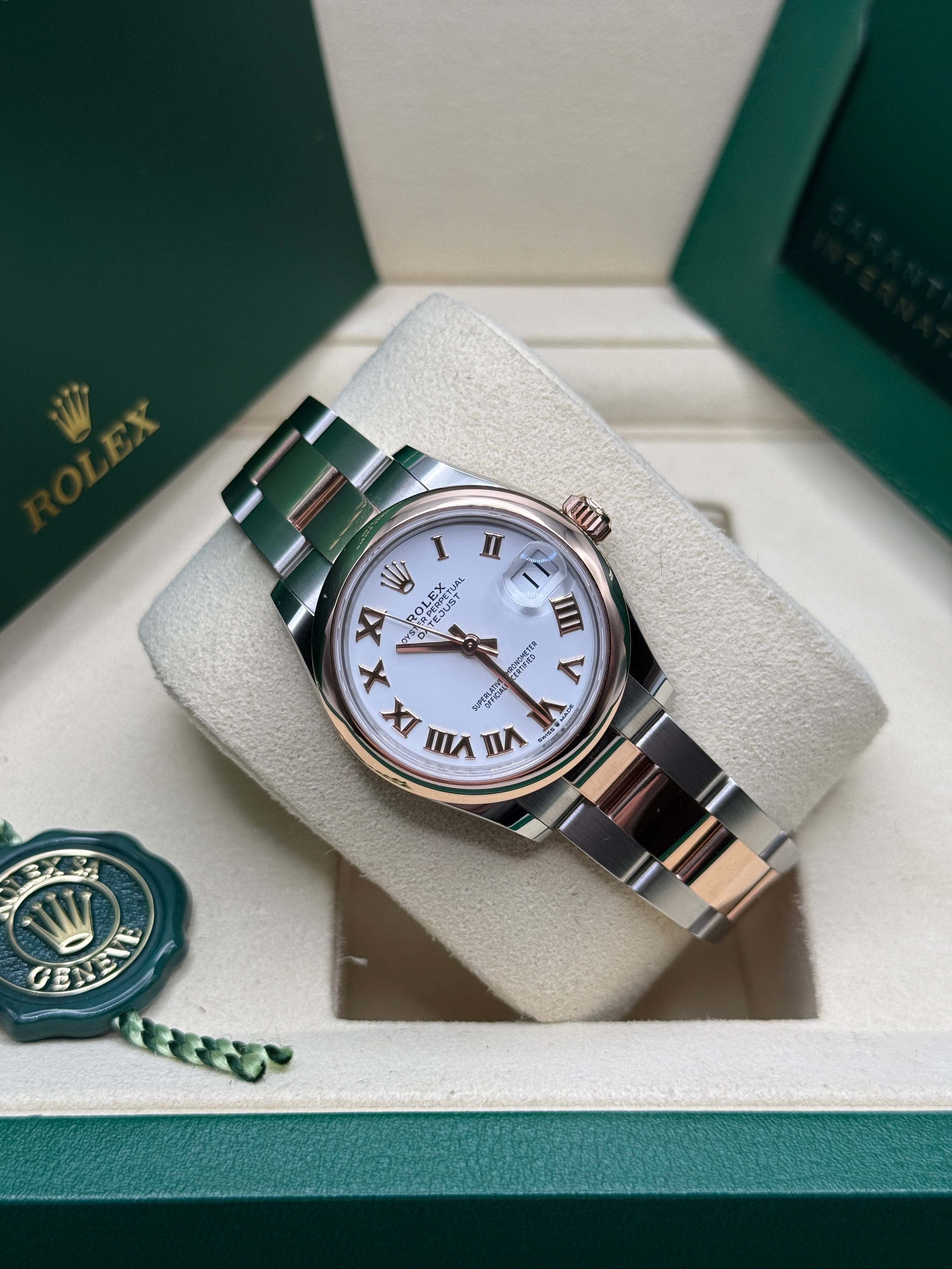 Datejust 31 Everose Gold Two-Tone White Roman Luxury Watch