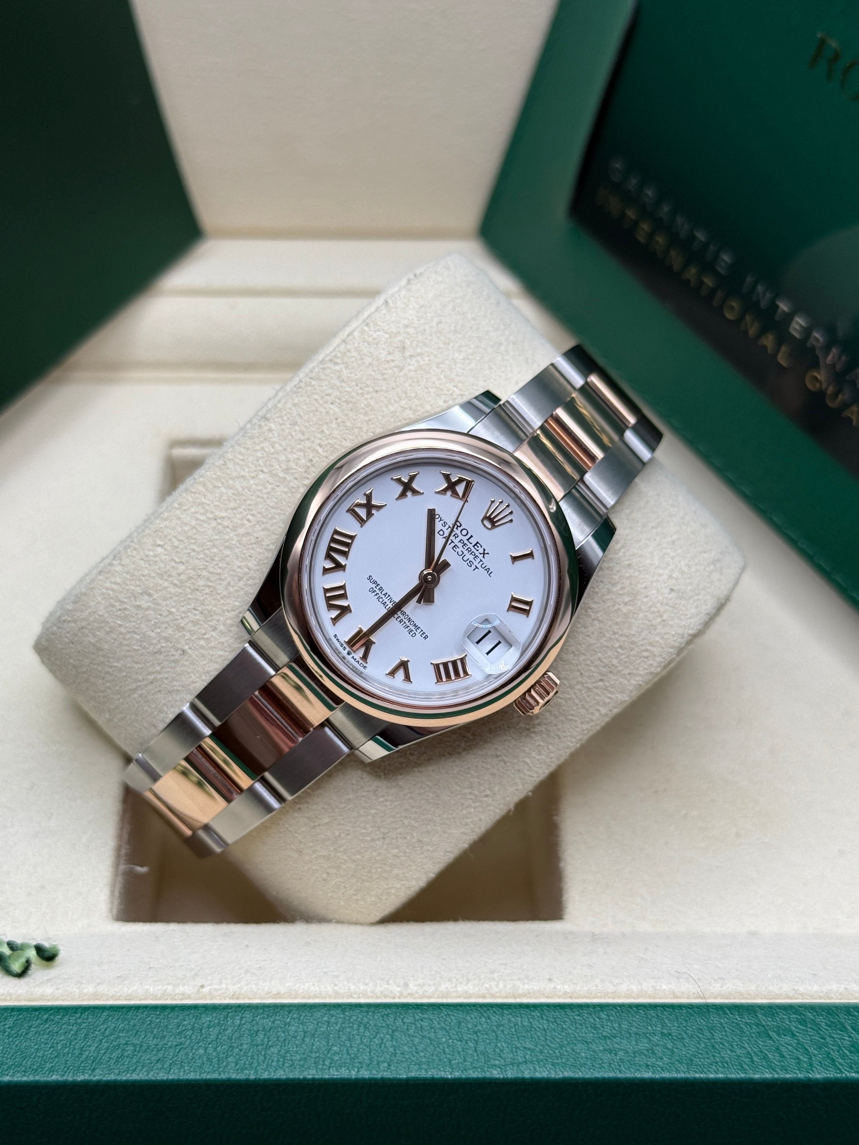 Datejust 31 Everose Gold Two-Tone White Roman Luxury Watch