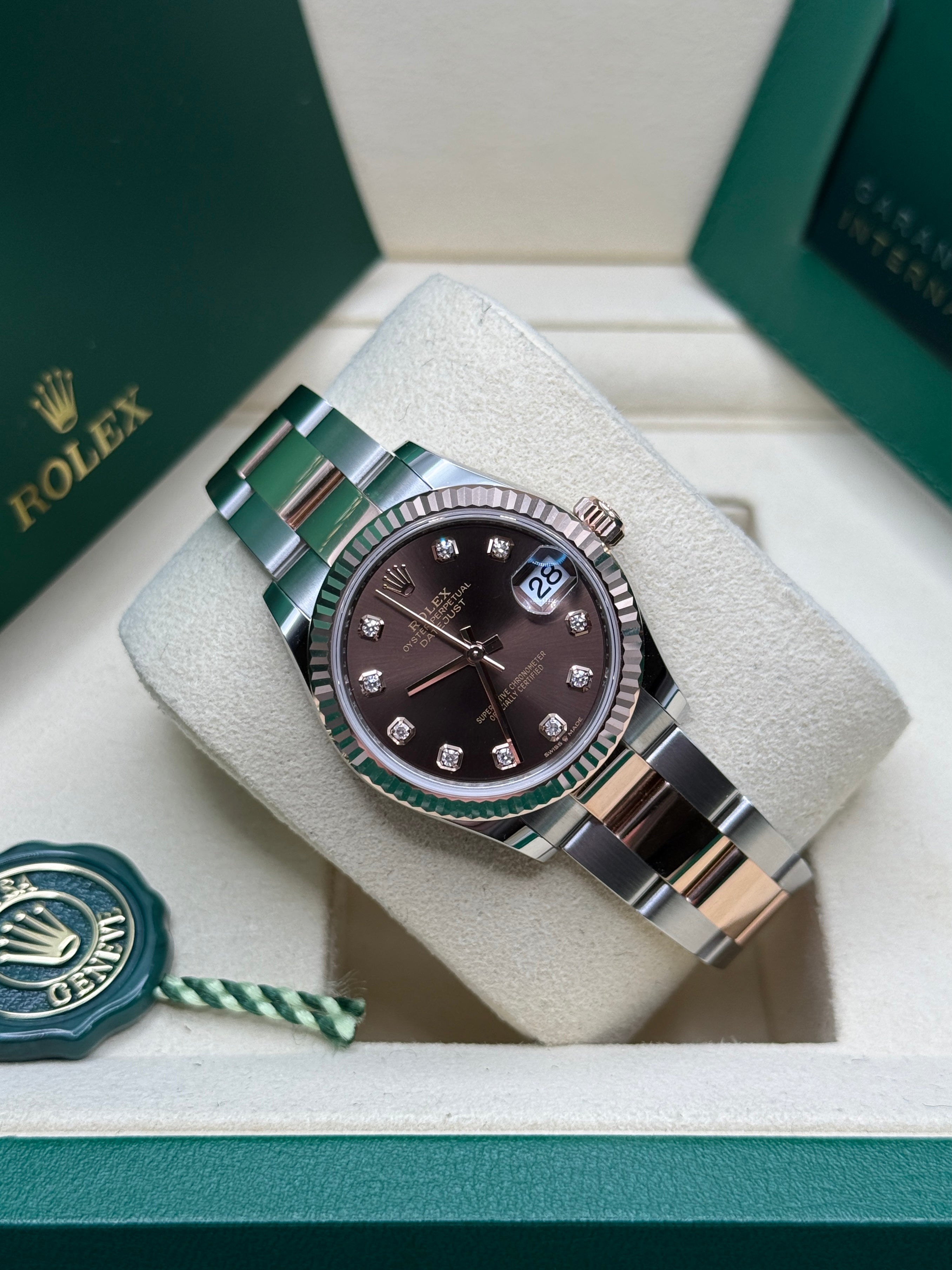 Datejust 31 Everose Gold Two-Tone Chocolate Diamond Luxury Watch