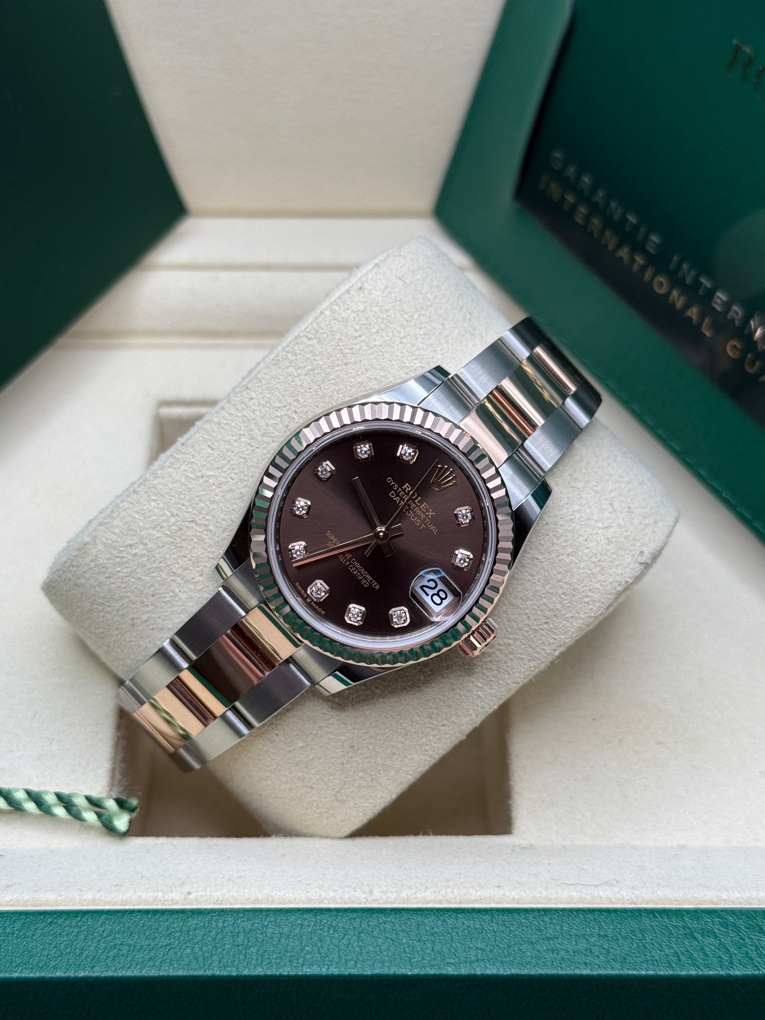 Datejust 31 Everose Gold Two-Tone Chocolate Diamond Luxury Watch