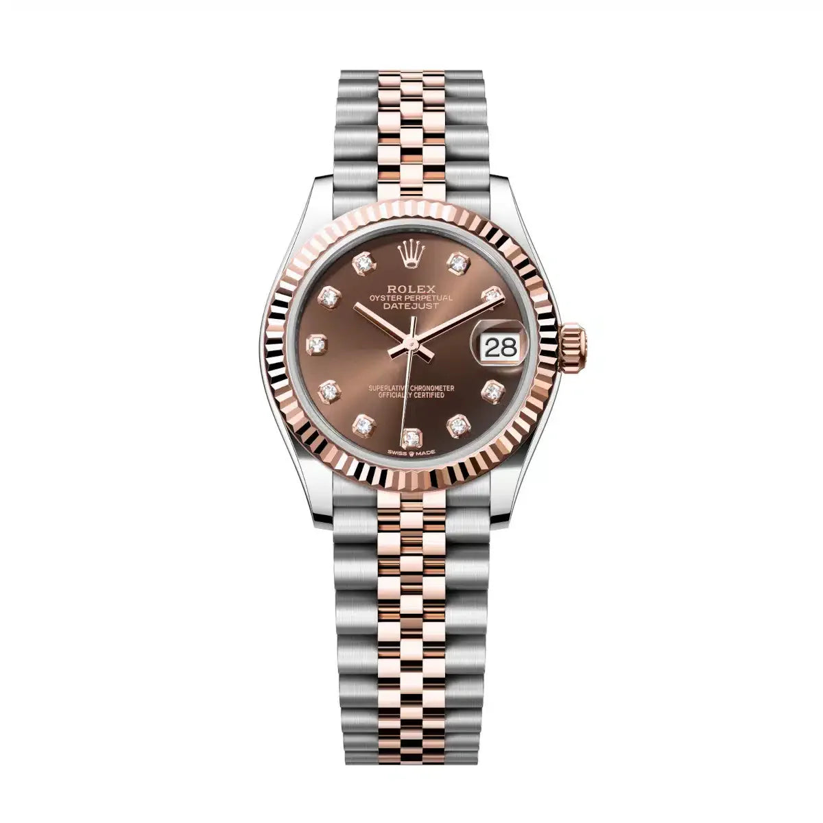 Datejust 31 Everose Gold Two-Tone Chocolate Diamond Luxury Watch
