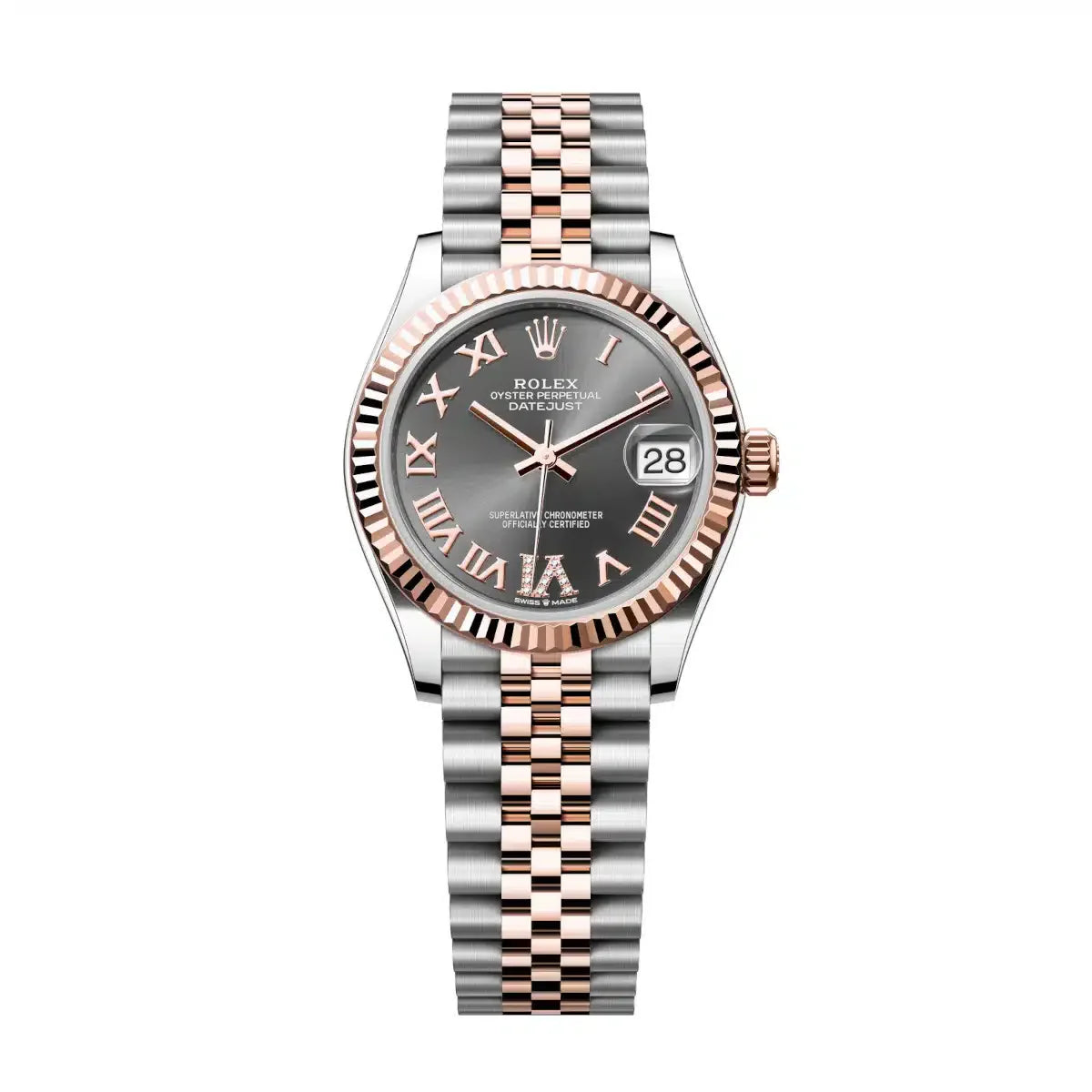 Datejust 31 Everose Gold Two-Tone Slate Roman Diamond Luxury Watch