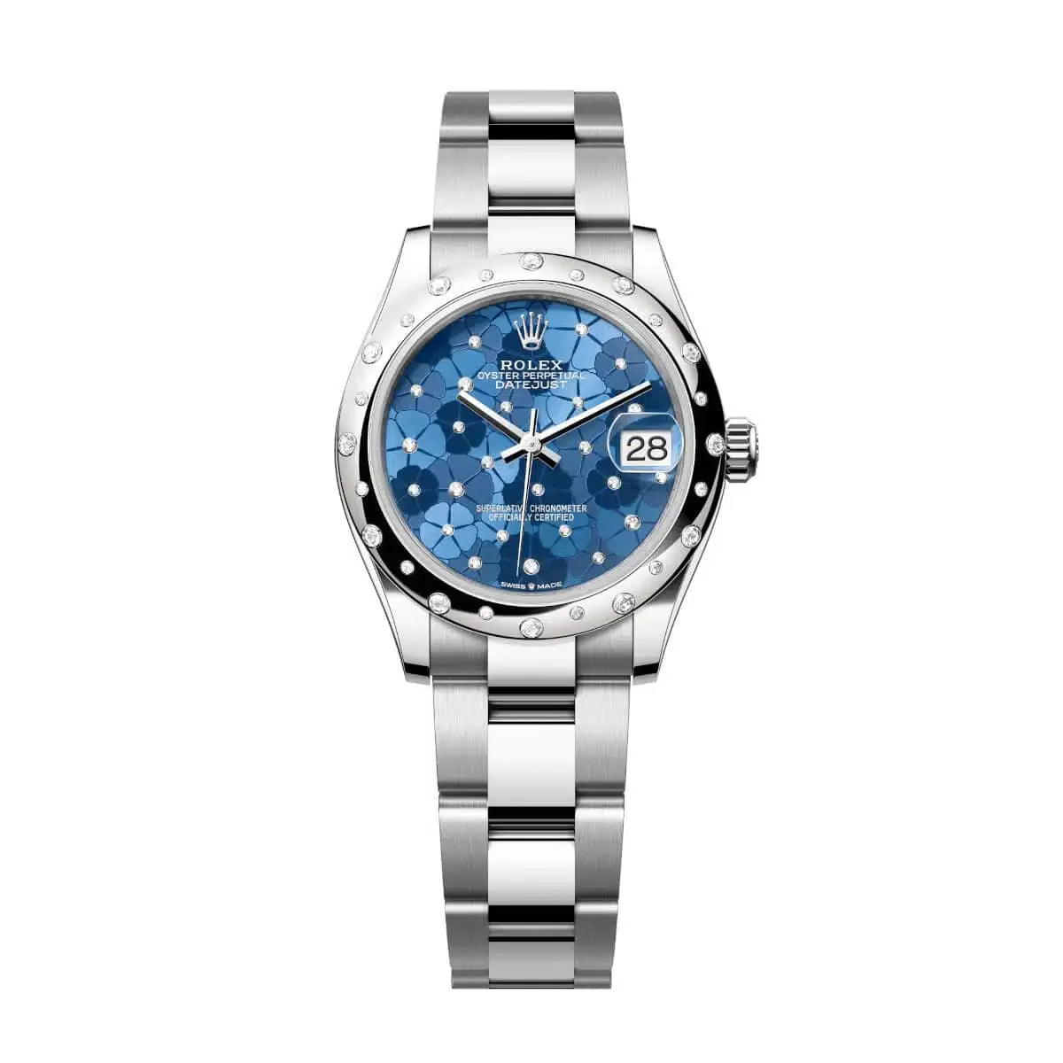 Datejust 31 Azzurro Blue Floral-Motif Diamond Luxury Watch