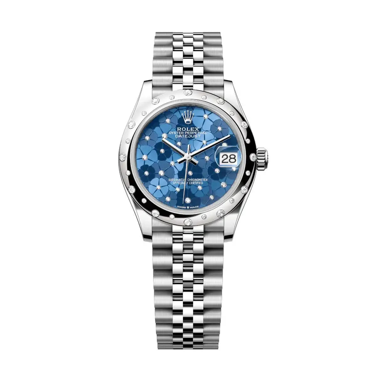 Datejust 31 Azzurro Blue Floral-Motif Diamond Luxury Watch