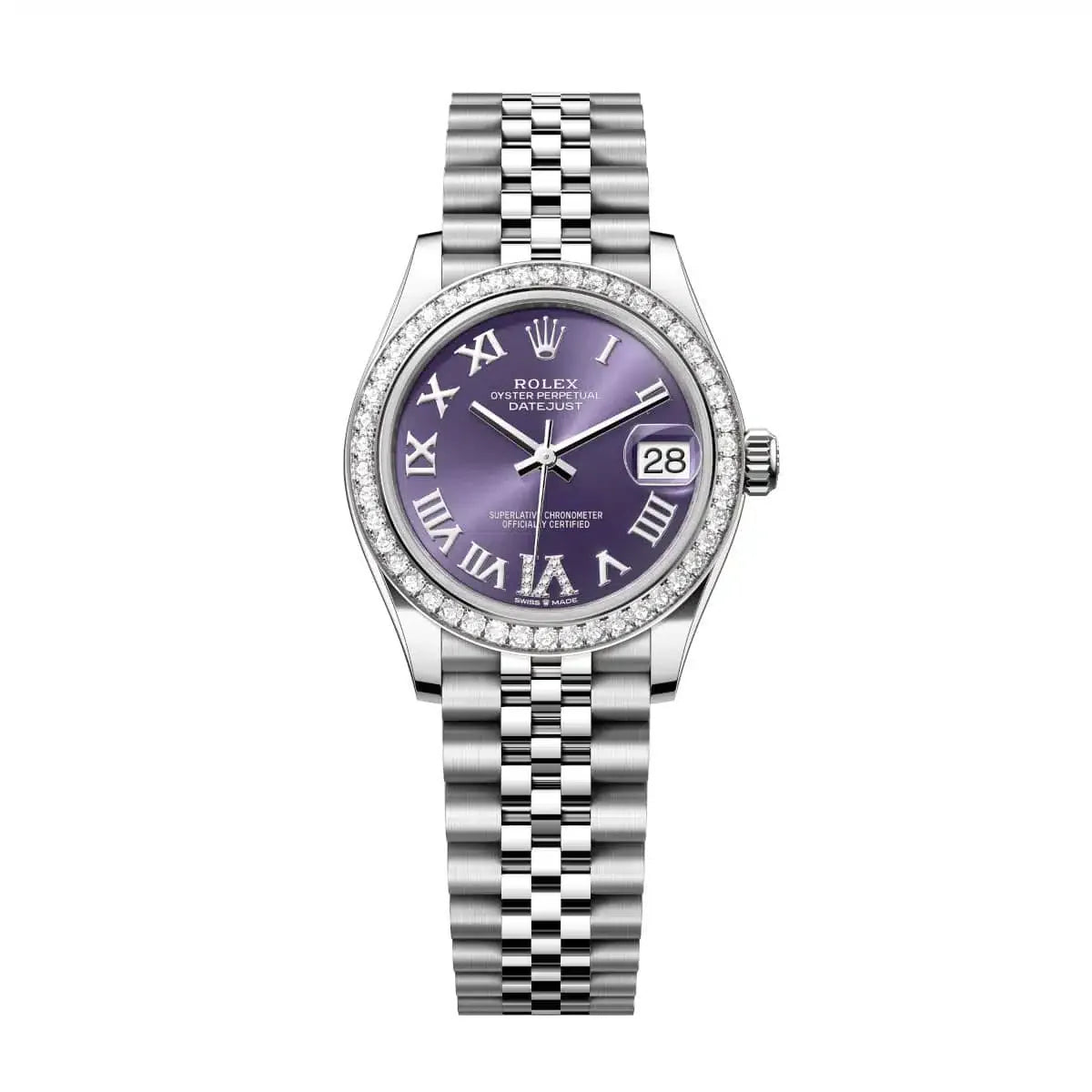Datejust 31 Aubergine Roman Diamond Luxury Watch