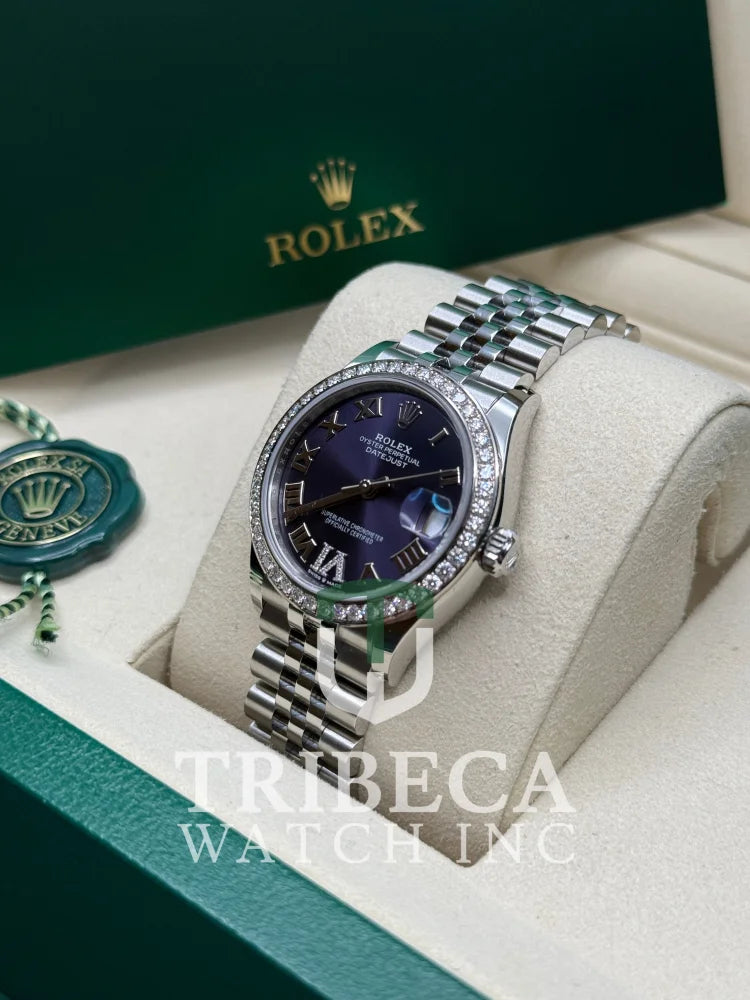 Datejust 31 Aubergine Roman Diamond Luxury Watch