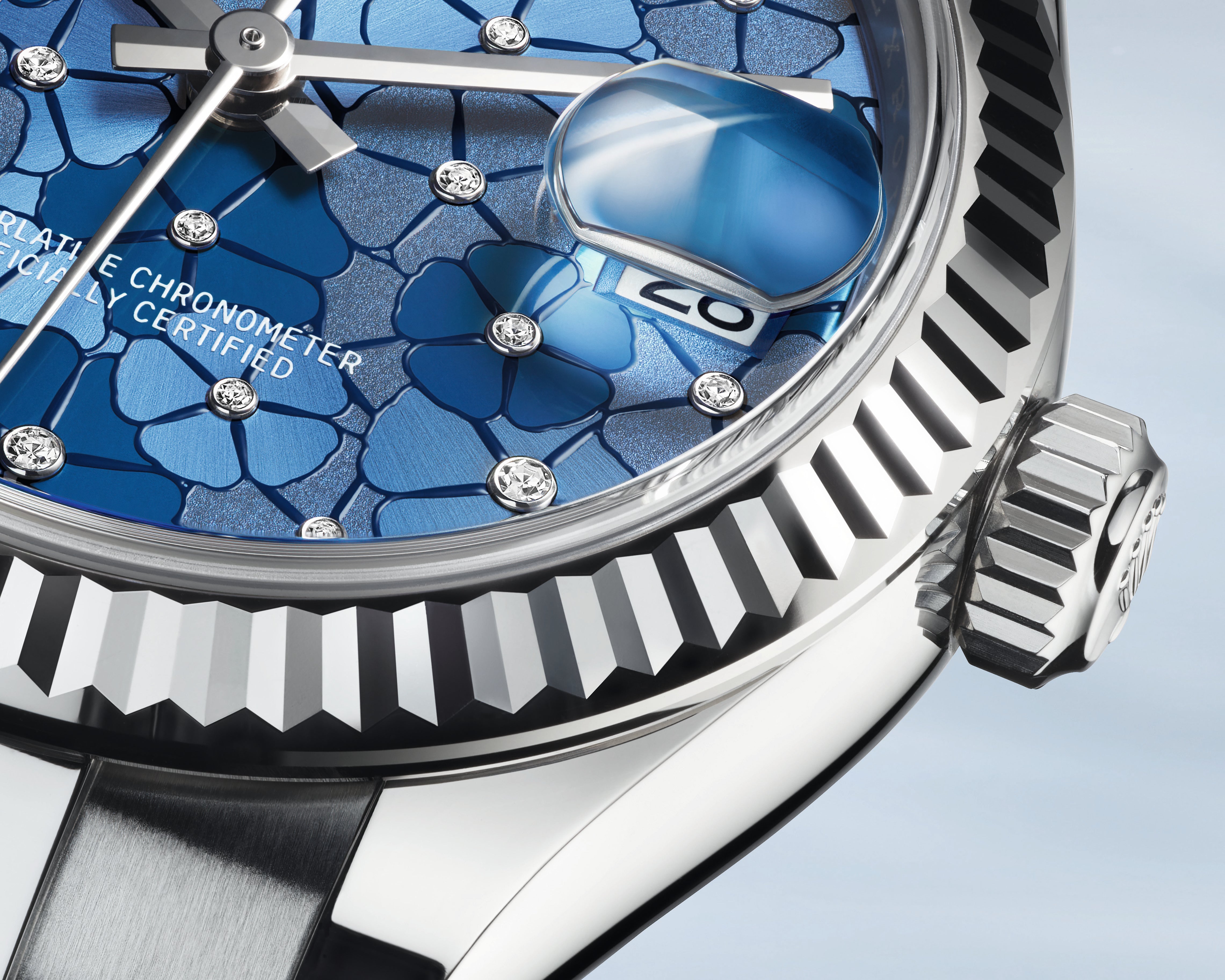 Datejust 31 Azzurro Blue Floral-Motif Diamond Luxury Watch