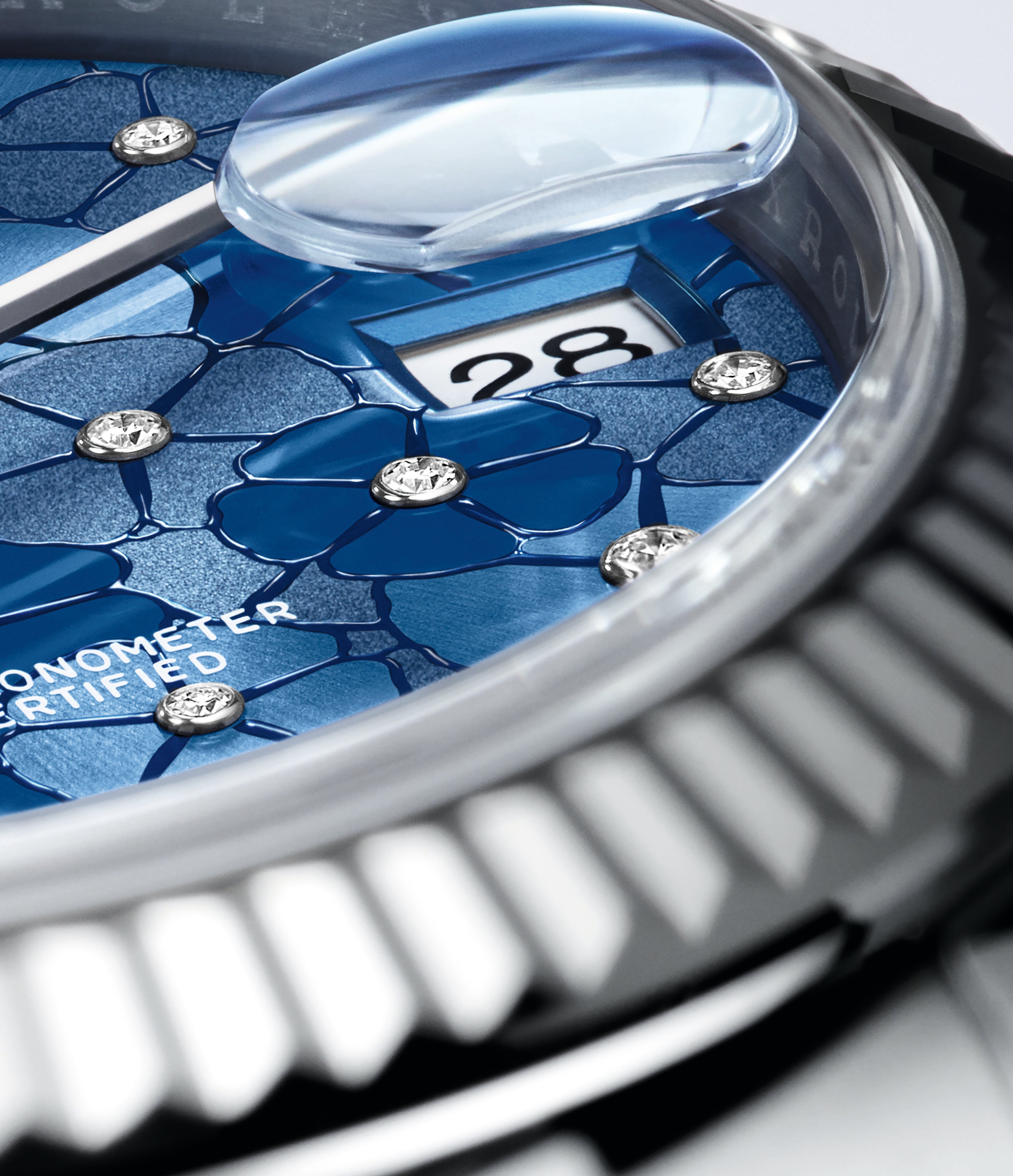 Datejust 31 Azzurro Blue Floral-Motif Diamond Luxury Watch